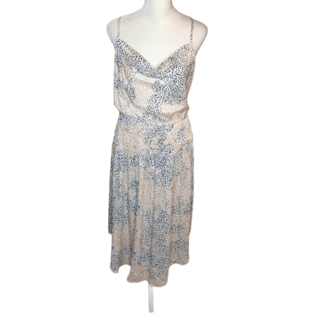 Current Air Anthropologie Animal Print Cowl Neck Strappy Dress Midi
